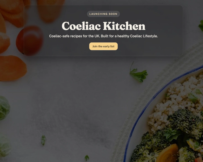 Coeliac Kitchen website screenshot