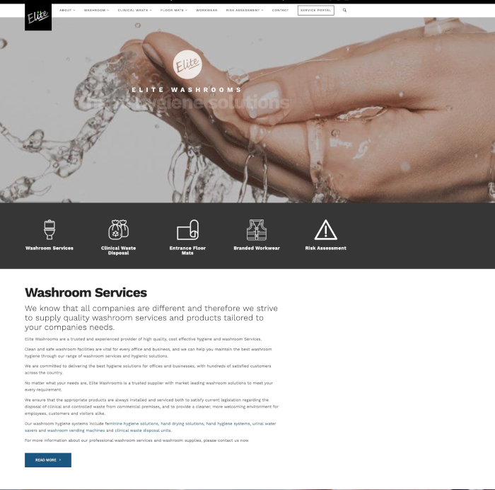 Elite Washrooms website screenshot